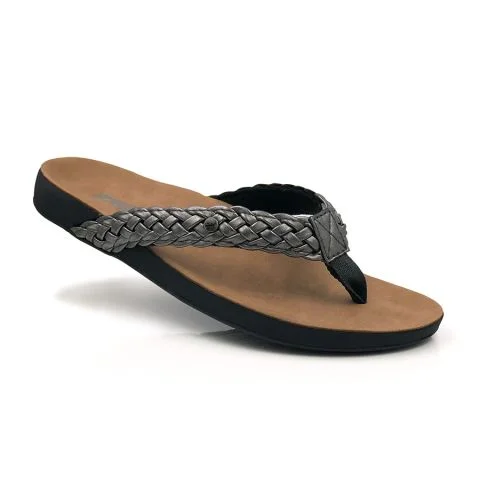 XANTHE Orthotic Flip Flops | PEWTER | ZULLAZ